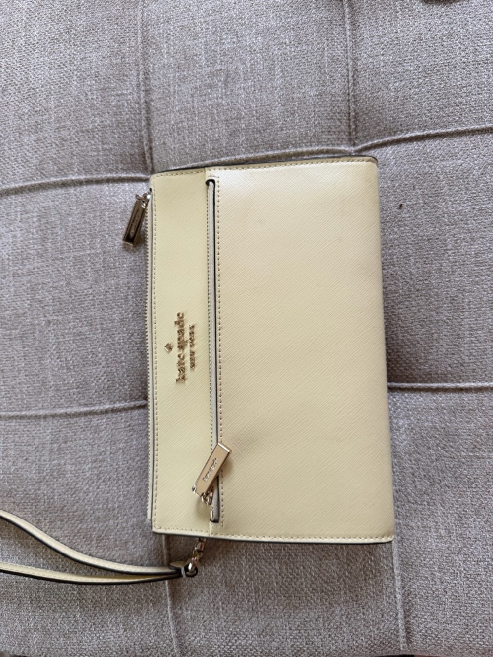 kate spade Pale Yellow Saffiano Wristlet with Gold Hardware